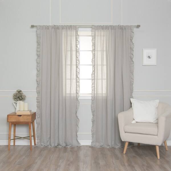Shop Aurora Home Sheer Side Ruffle French Linen Single Curtain