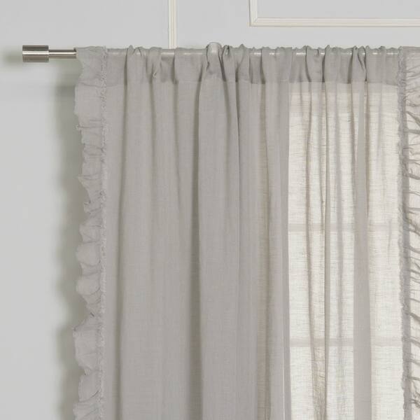 Shop Aurora Home Sheer Side Ruffle French Linen Single Curtain