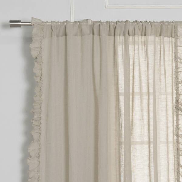 Shop Aurora Home Sheer Side Ruffle French Linen Single Curtain