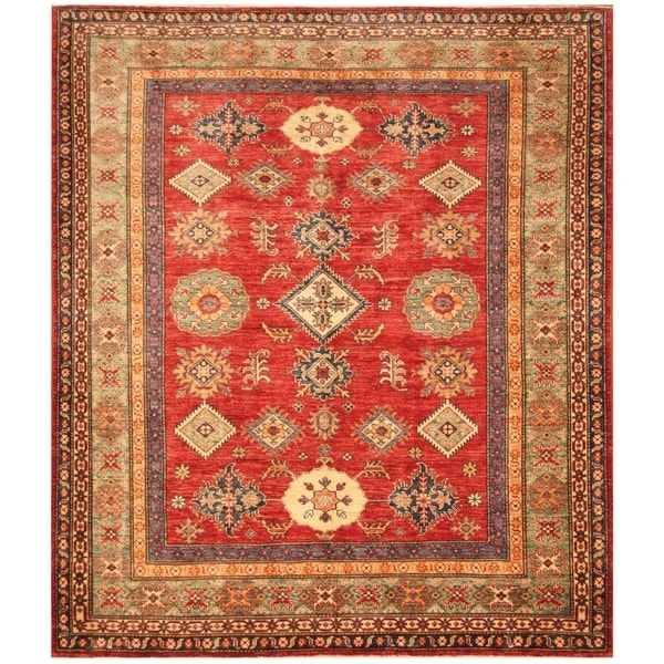 Handmade Super Kazak Wool Rug (Afghanistan) - 6' x 6'10