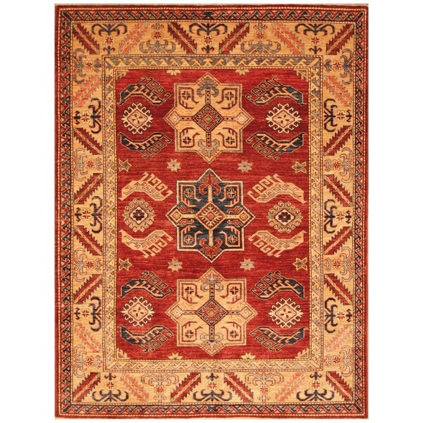 Handmade Super Kazak Wool Rug (Afghanistan) - 4'2 x 6'