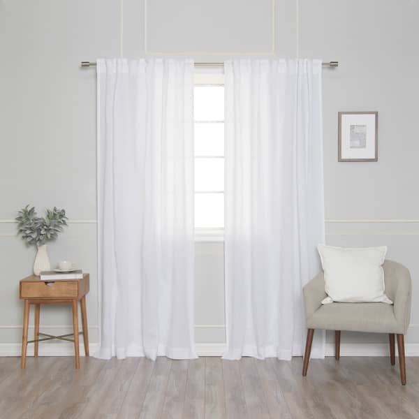 Aurora Home French Linen Back Tab Single Curtain Panel - Overstock ...