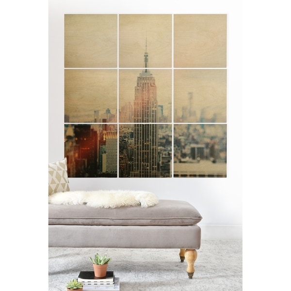 Deny Designs New York Skyscraper Wood Wall Mural- 9 Squares - Grey/Multi-color