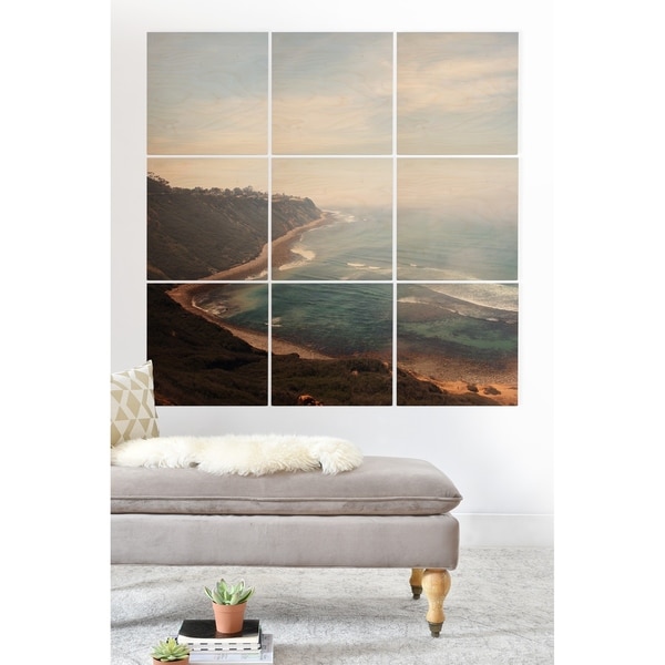Deny Designs California Coast Wood Wall Mural- 9 Squares - Blue/Multi-color/White