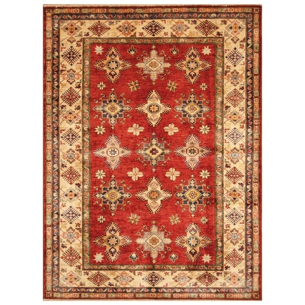 Handmade Super Kazak Wool Rug (Afghanistan) - 5' x 6'7