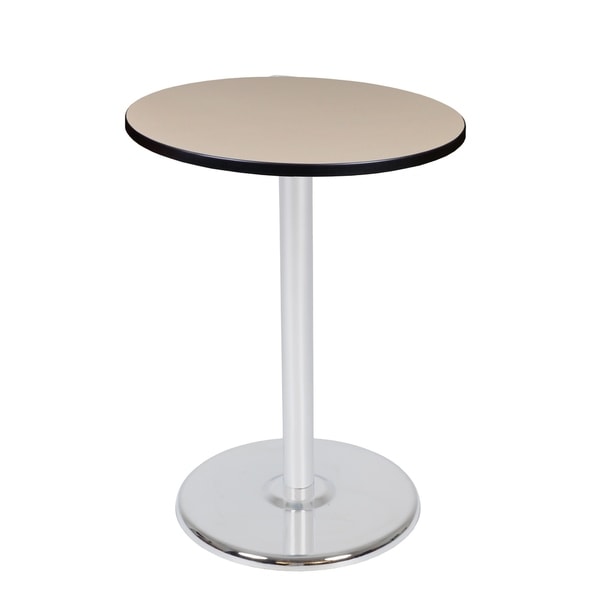 Beige//Chrome Regency Via Round Caf/é High Platter Base Table 30