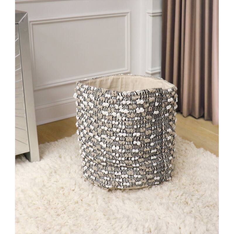 Pasargad Home Grandcanyon Cotton Basket, Beige/White