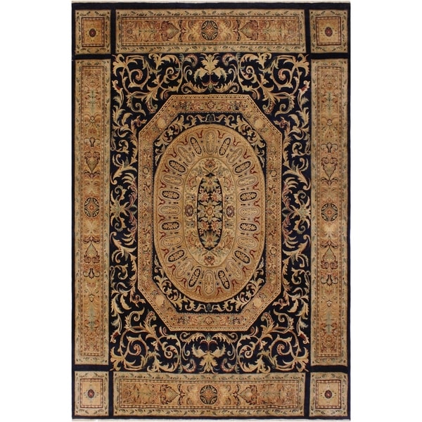 Antique Vegtable Dye Tamour Nora Blue/Lt. Tan Wool Rug (8'3 x 10'6) - 8 ft. 3 in. x 10 ft. 6 in.