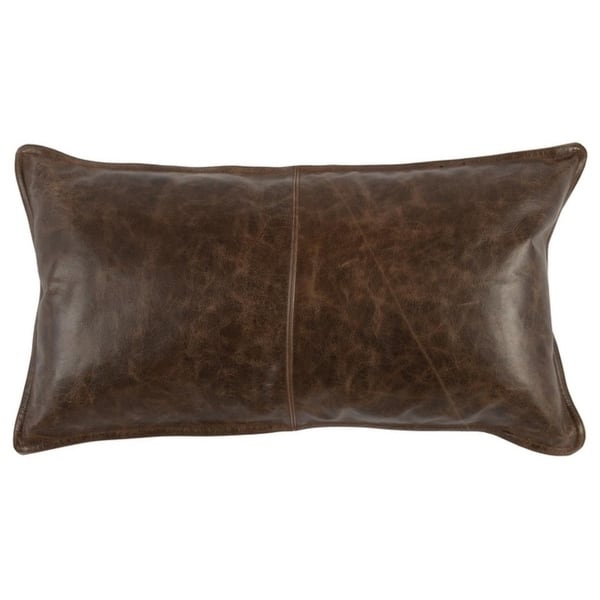 Strick & Bolton Lindi Leather Throw Pillow - Chocolate Brown