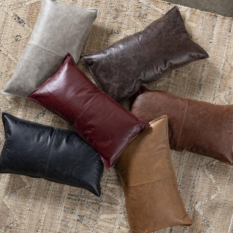 Strick & Bolton Lindi Leather Throw Pillow