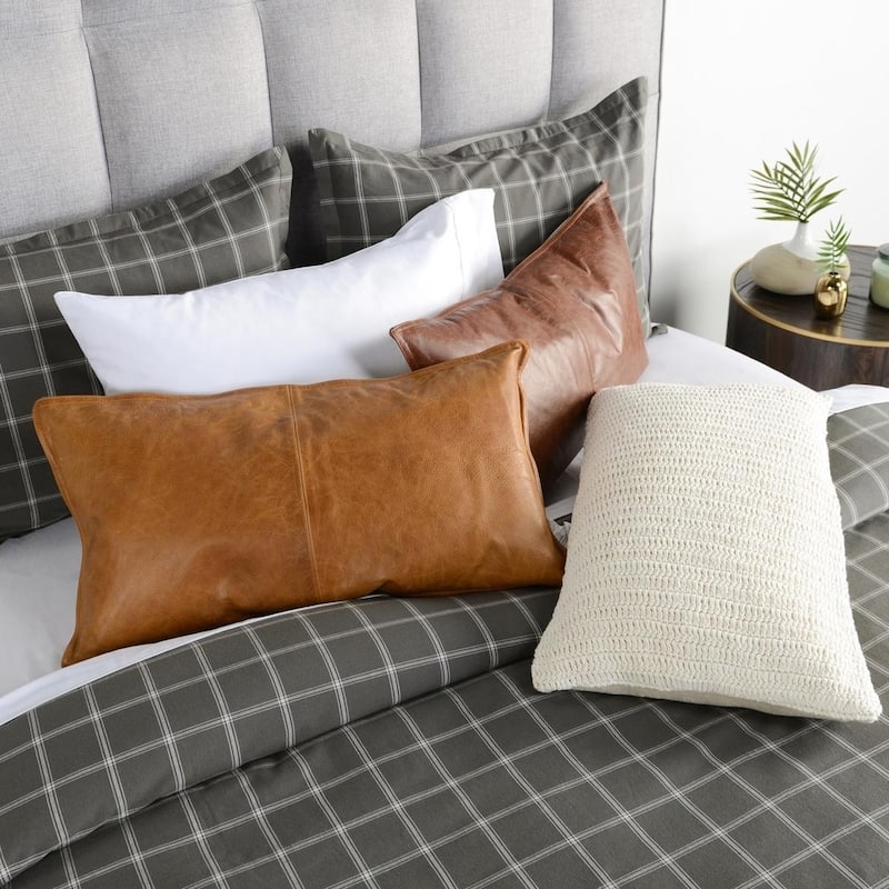 Strick & Bolton Lindi Leather Throw Pillow