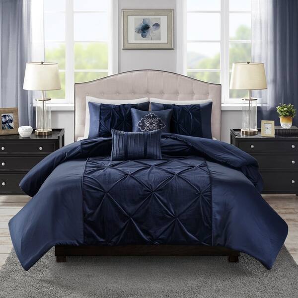 Shop Madison Park Delora Faux Velvet 5 Piece King Cal King Size