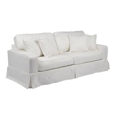 Sunset Trading Americana Box Cushion | Track Arm | Sofa Slipcover | Performance White