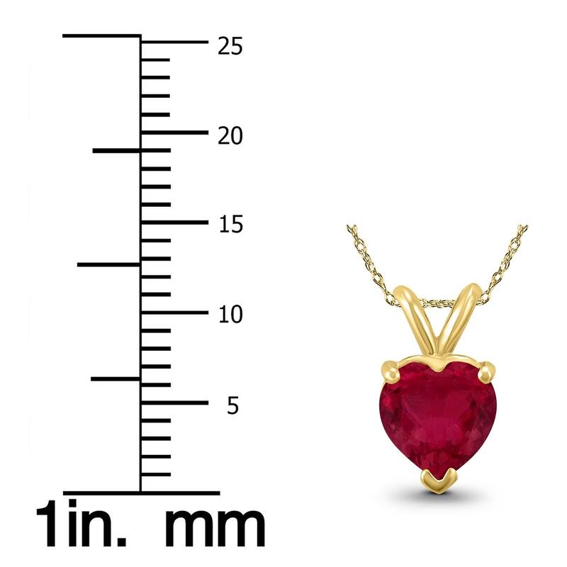 14K Yellow Gold 5MM Heart Ruby Pendant