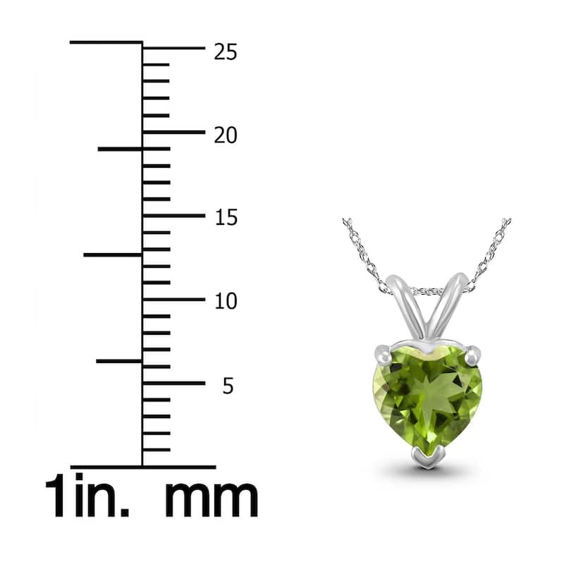 14K White Gold 5MM Heart Peridot Pendant