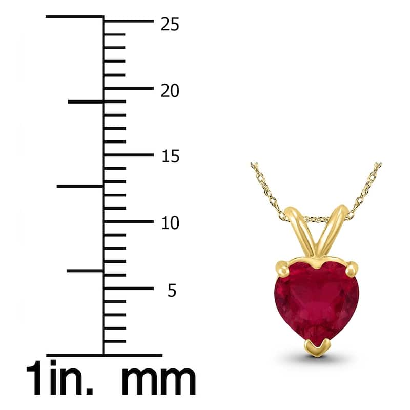 14K Yellow Gold 4MM Heart Ruby Pendant