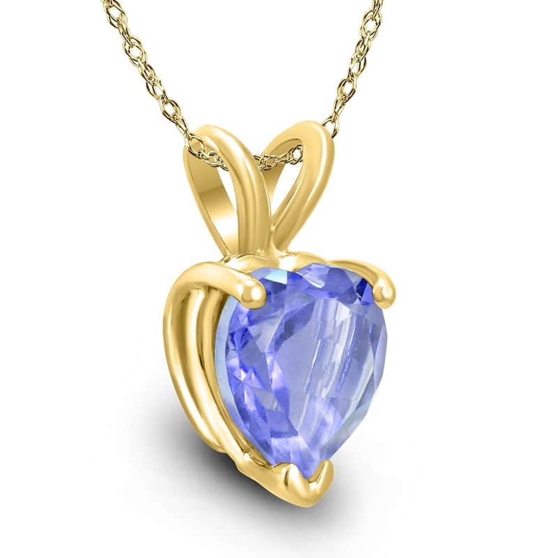14K Yellow Gold 5MM Heart Tanzanite Pendant