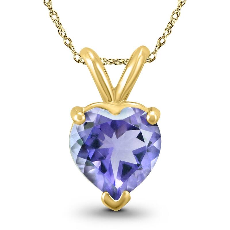 14K Yellow Gold 5MM Heart Tanzanite Pendant