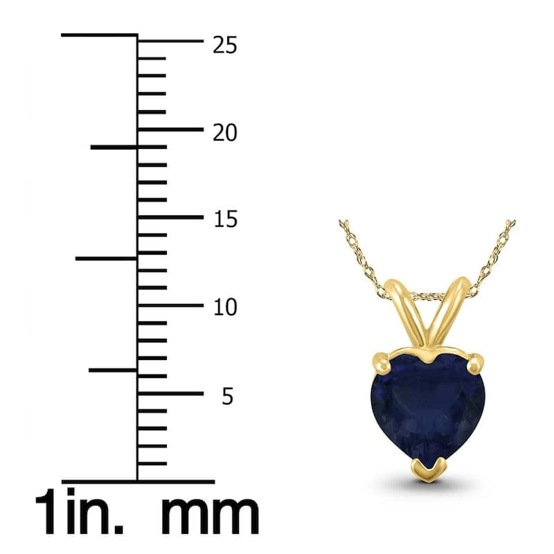 14K Yellow Gold 5MM Heart Sapphire Pendant