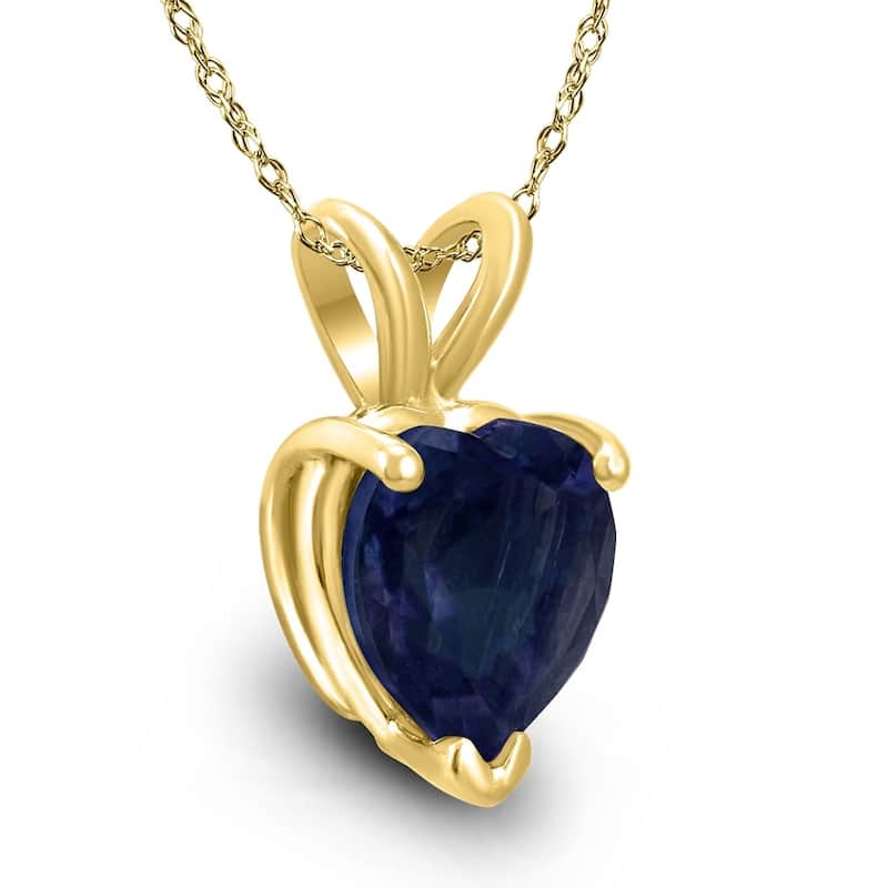 14K Yellow Gold 5MM Heart Sapphire Pendant