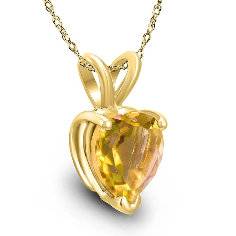 14K Yellow Gold 5MM Heart Citrine Pendant