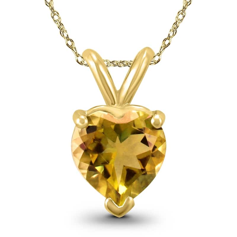 14K Yellow Gold 5MM Heart Citrine Pendant