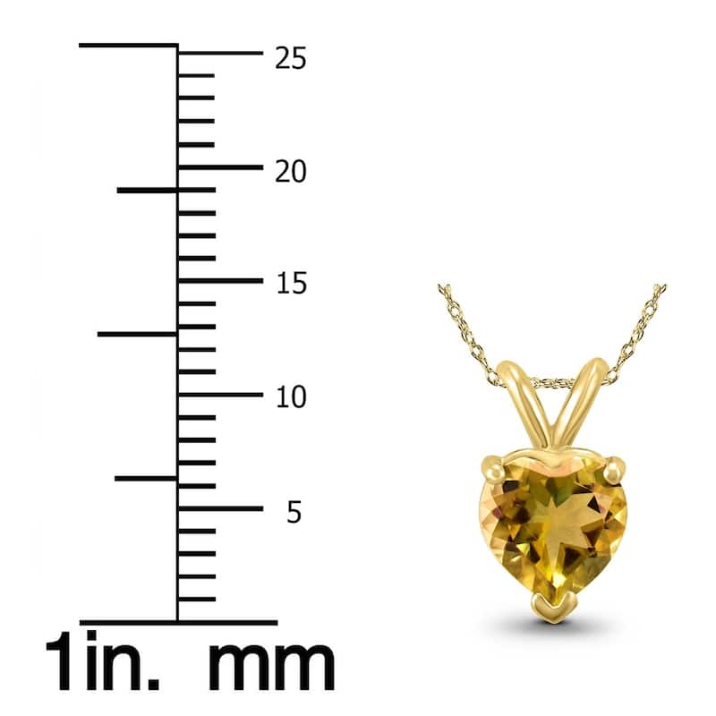 14K Yellow Gold 5MM Heart Citrine Pendant