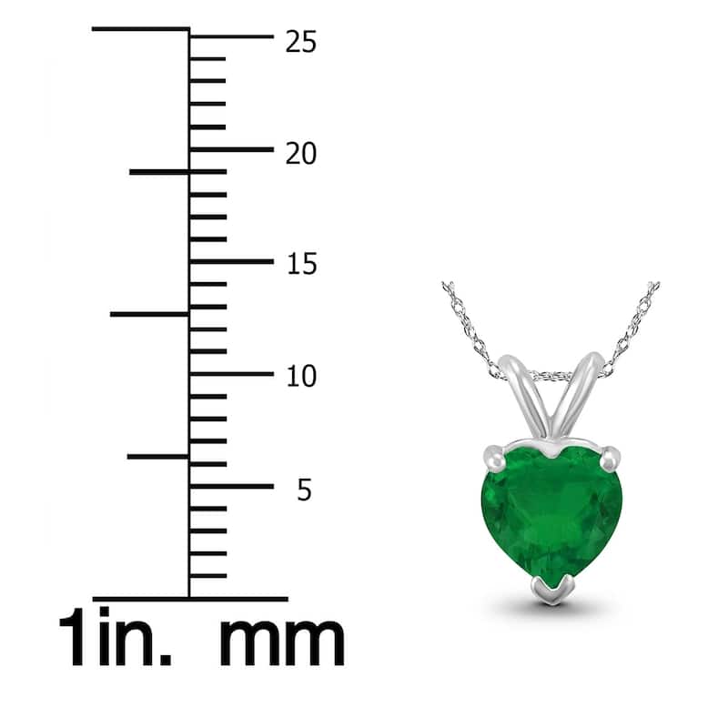 14K White Gold 4MM Heart Emerald Pendant