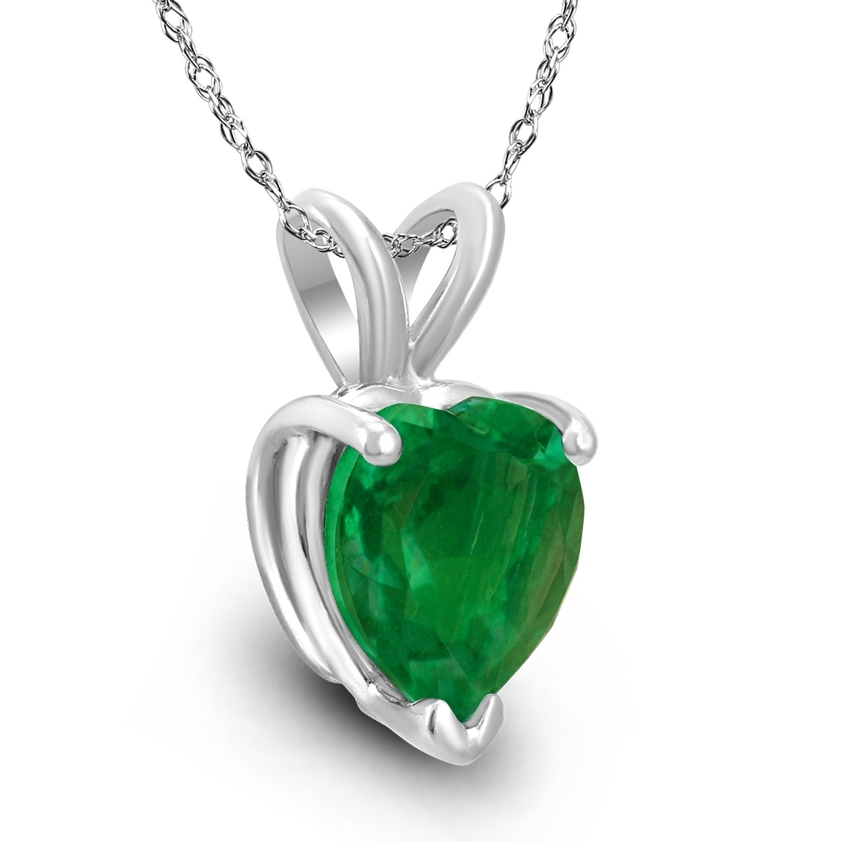 14kt White Gold 6//4mm Oval Emerald Pendant A