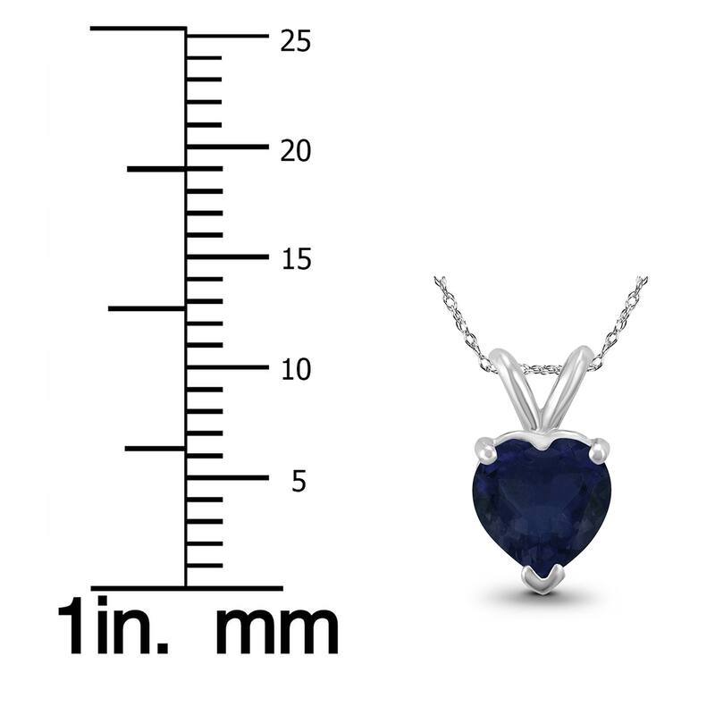 14K White Gold 4MM Heart Sapphire Pendant