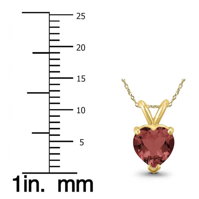 14K Yellow Gold 5MM Heart Garnet Pendant