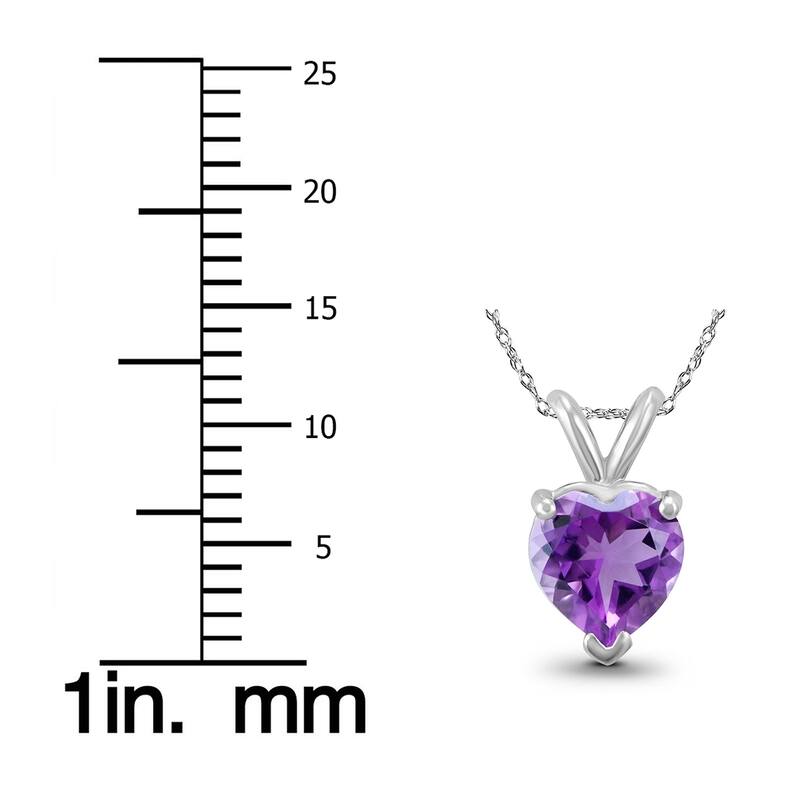 14K White Gold 5MM Heart Amethyst Pendant