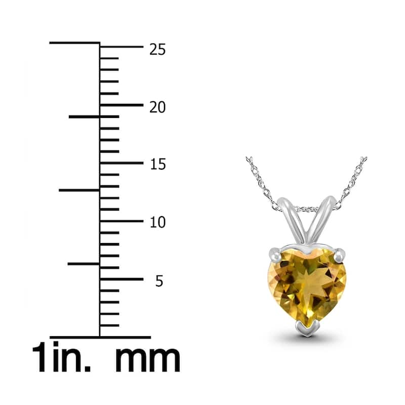 14K White Gold 6MM Heart Citrine Pendant
