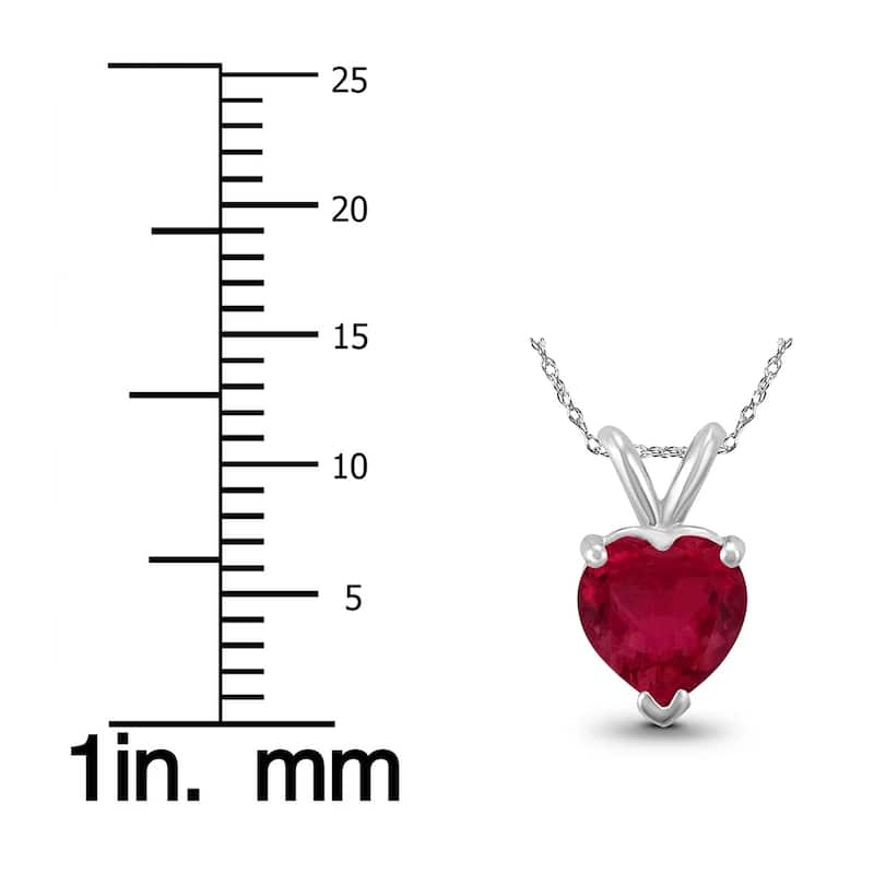 14K White Gold 5MM Heart Ruby Pendant