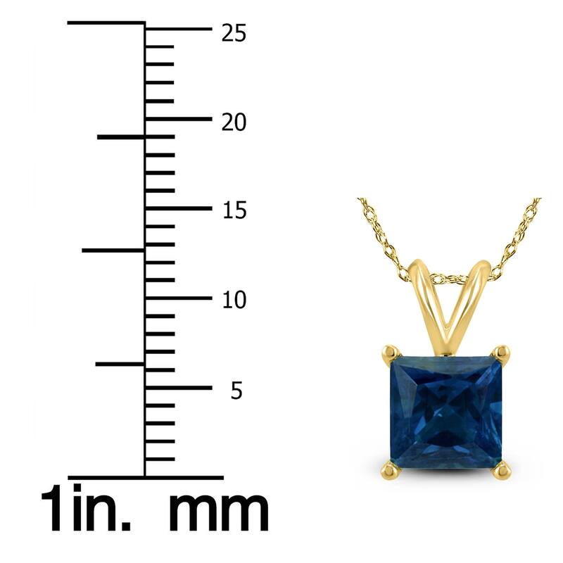 14k Yellow Gold 4mm Square Sapphire Pendant Necklace