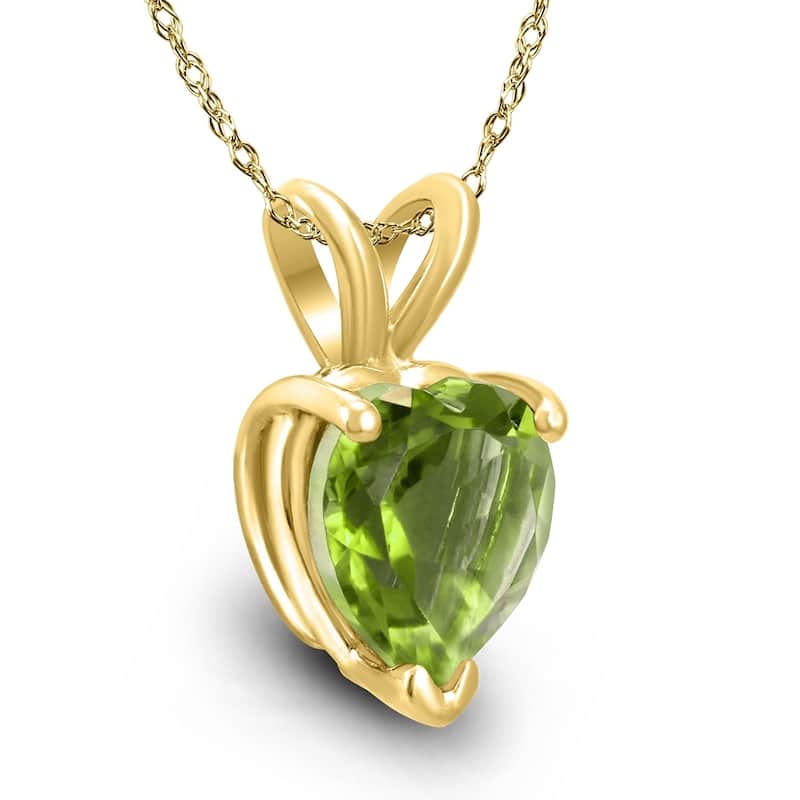 14K Yellow Gold 7MM Heart Peridot Pendant