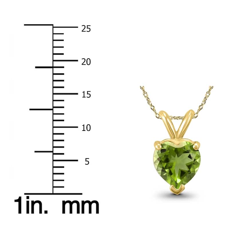 14K Yellow Gold 7MM Heart Peridot Pendant