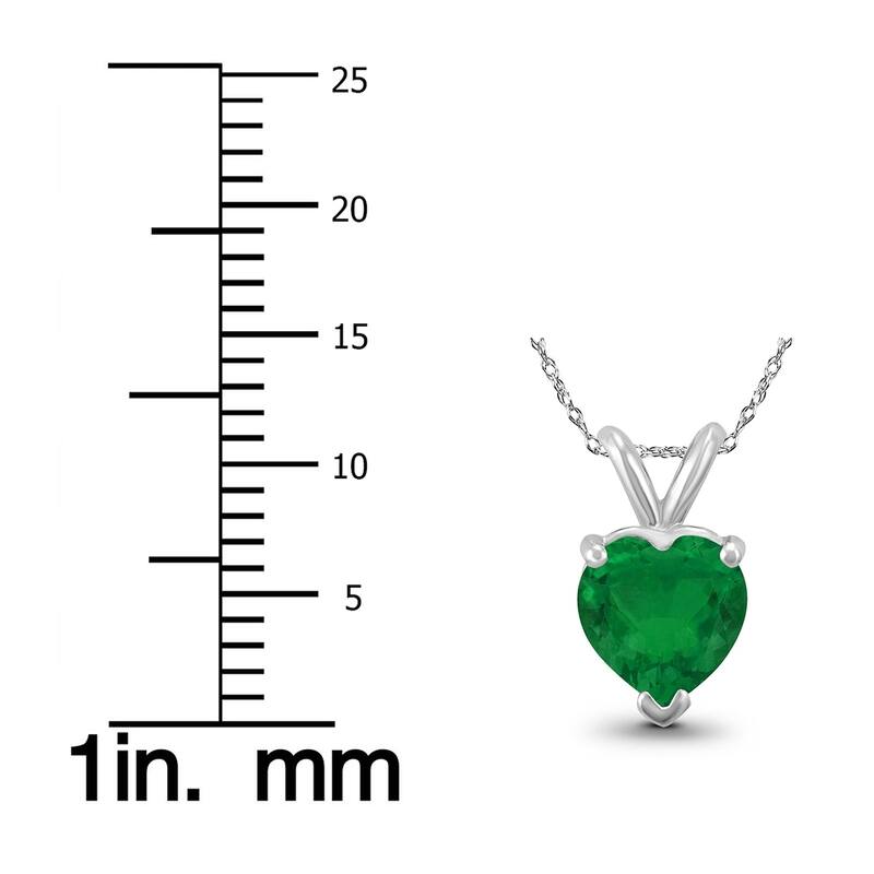 14K White Gold 5MM Heart Emerald Pendant