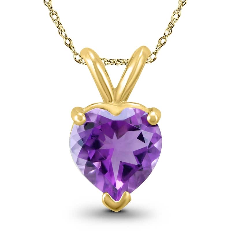 14K Yellow Gold 6MM Heart Amethyst Pendant