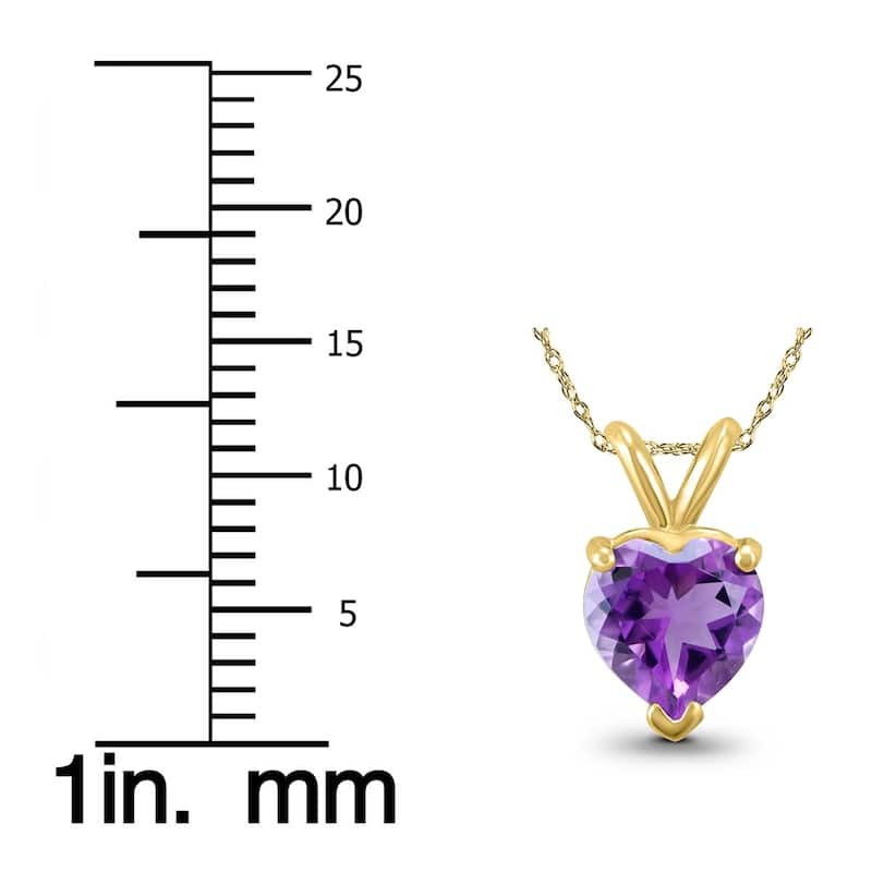 14K Yellow Gold 6MM Heart Amethyst Pendant