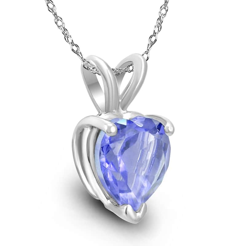 14K White Gold 5MM Heart Tanzanite Pendant