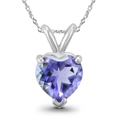 14K White Gold 5MM Heart Tanzanite Pendant