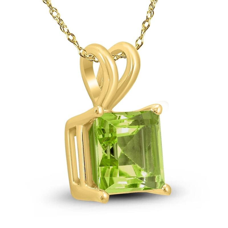 14K Yellow Gold 5MM Square Peridot Pendant