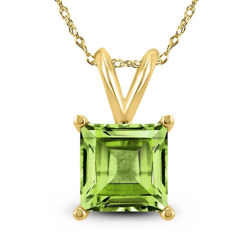 14K Yellow Gold 5MM Square Peridot Pendant