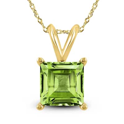 14K Yellow Gold 5MM Square Peridot Pendant