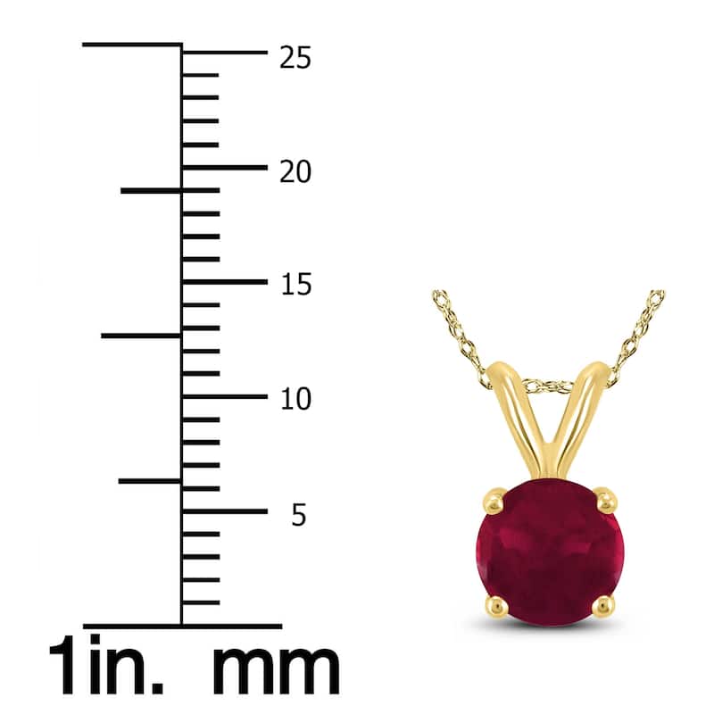 14K Yellow Gold 5MM Round Ruby Pendant