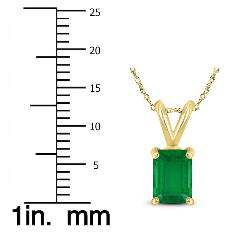 14K Yellow Gold 5x3MM Emerald Shaped Emerald Pendant