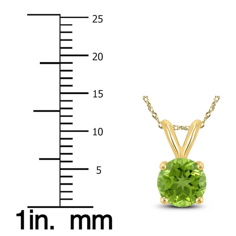 14K Yellow Gold 5MM Round Peridot Pendant