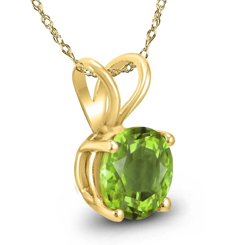 14K Yellow Gold 5MM Round Peridot Pendant