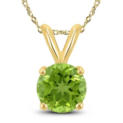 14K Yellow Gold 5MM Round Peridot Pendant
